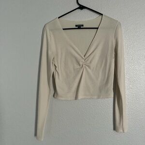 Wild fable cream long sleeve waffle crop top #croptop